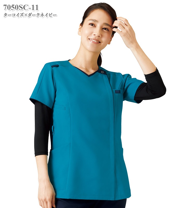 レディスニットスクラブ半袖[フォーク製品] 7050SC｜THS-白衣通販・販売