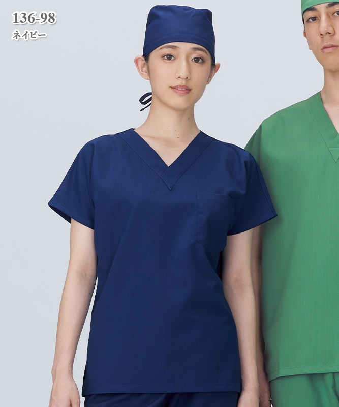 高機能ポプリン男女兼用手術衣上衣半袖[KAZEN製品] 136-9｜THS-白衣