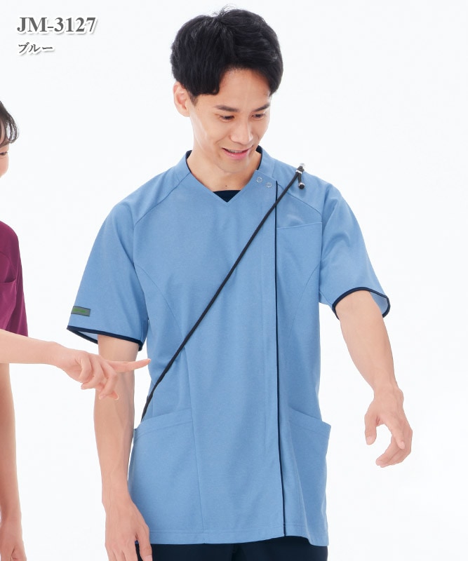 男女兼用ニットシャツ半袖[ナガイレーベン製品] JM-3127｜THS-白衣通販