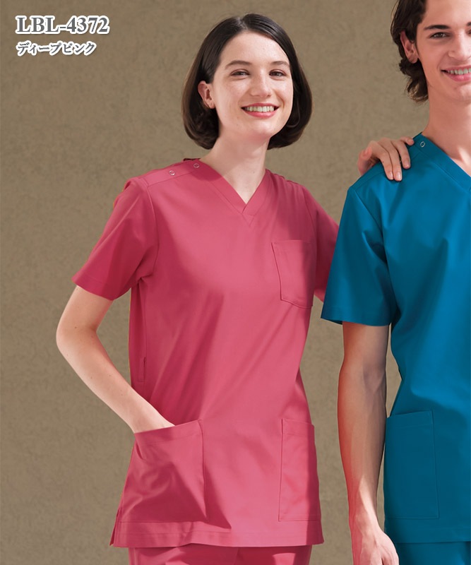 リバティフラワープリント男女兼用スクラブ半袖[ナガイレーベン製品