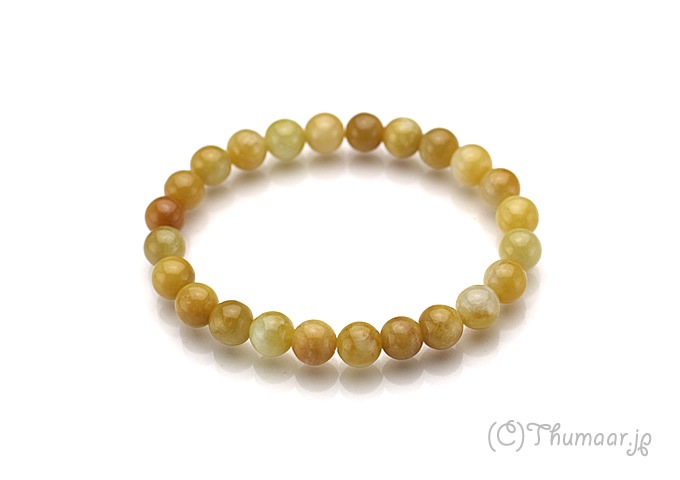 18Kゴールドと翡翠のブレスレット 鑑別書付き】イエロー翡翠のブレスレット【8mm