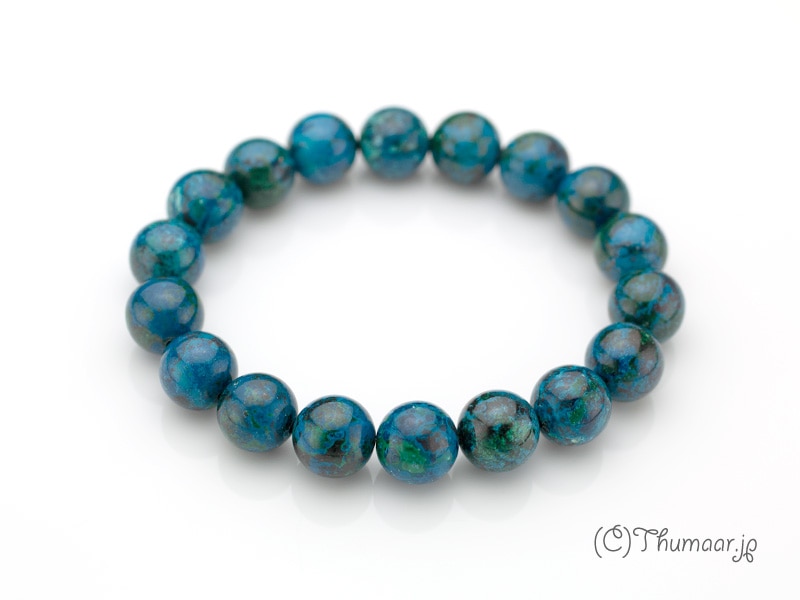 極上　クリソコラ　ブレスレット　ターコイズブルー　パワーストーン　7 クリソコラのブレスレット【10mm】｜パワーストーンの通販サイト