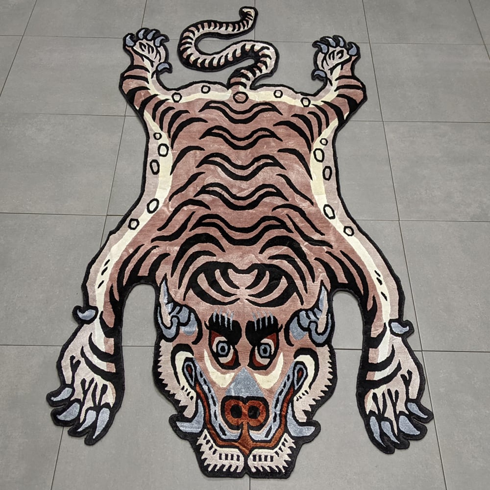 Tibetan Tiger Rug (Lサイズ シルク ココアブラウン 041