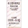 東武鉄道　株主優待乗車証「乗車券（切符）」1枚　～26年6月