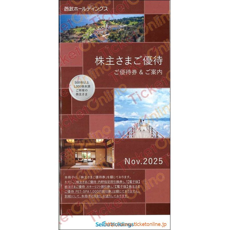 【内野引換券2枚付】西武ホールディングス株主優待ブックレット(中)500株以上~26年5月