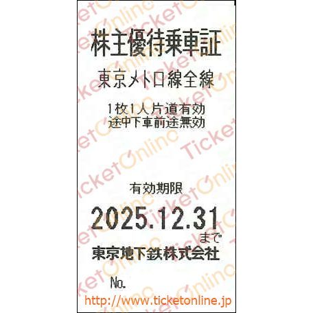東京地下鉄東京メトロ株主優待乗車券「乗車券(切符)」 1枚 ~25年12月