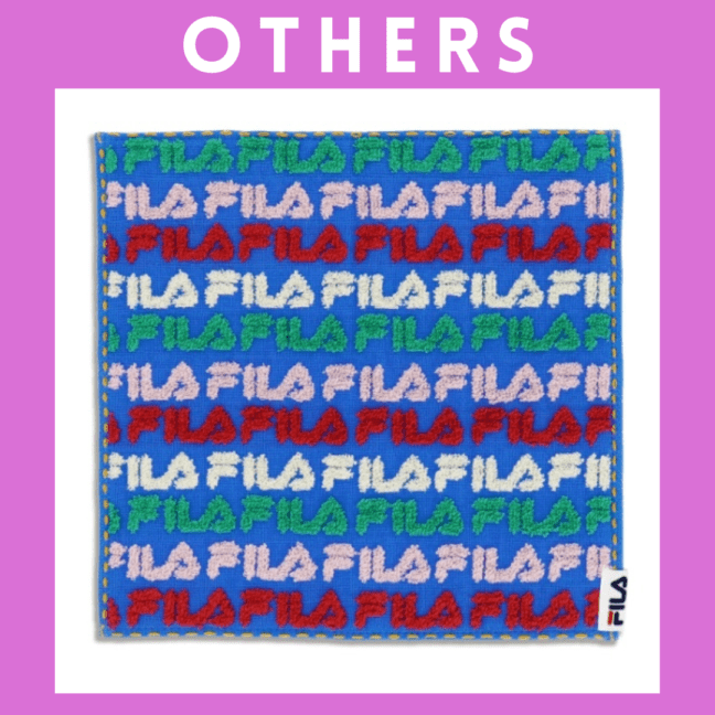 ※【054】＜FILA＞メニーロゴ タオルハンカチ ブルー（約25×25cm）