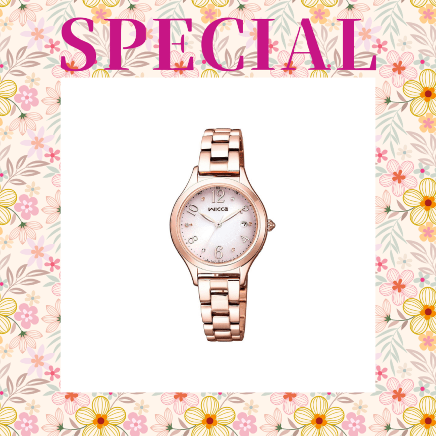 ※【017】＜Wicca/ウィッカ＞ 5気圧防水　電波時計　KS1-261-91（女性用）