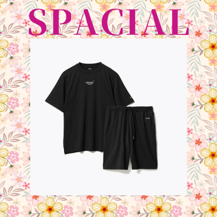 ※【010】＜TENTIAL＞BAKUNE Mesh 上下セット（半袖Tシャツ・ショートパンツ）ブラック　Lサイズ