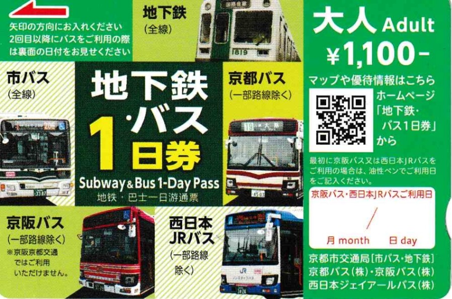 京都地下鉄・バス1日乗車券