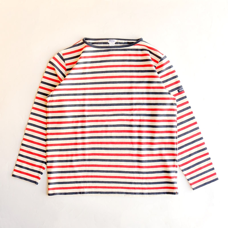 te001bd-tr HDCS BOATNECK BORDER BASQUE SHIRT NATURAL×OLD RED×NAVY 