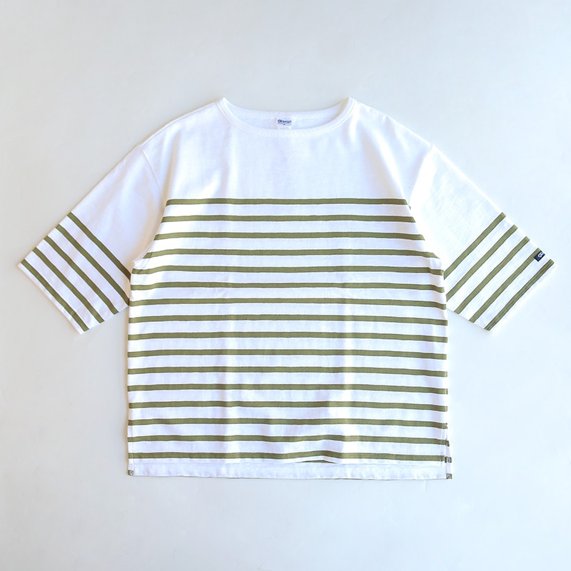 te001ss-bdbg-K2 HDCS BIG KATANUKI BOATNECK-T WHITE × TEA GREEN