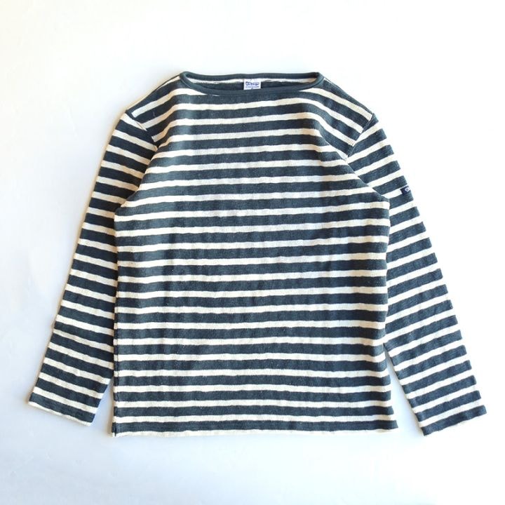te002bd2 ORIGINAL BORDER BOATNECK SHIRT 2 FADE NAVY×NATURAL