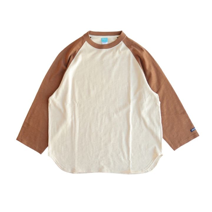 te001LT-CR34 HDCS LIGHT RAGLAN 3/4 CREW-T NATURAL × COCOA BROWN