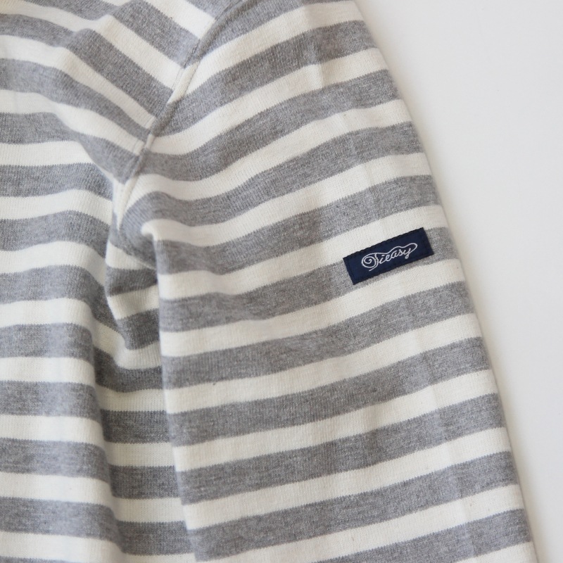 te001bd HDCS BOATNECK BORDER BASQUE SHIRT MIX GREY × NATURAL