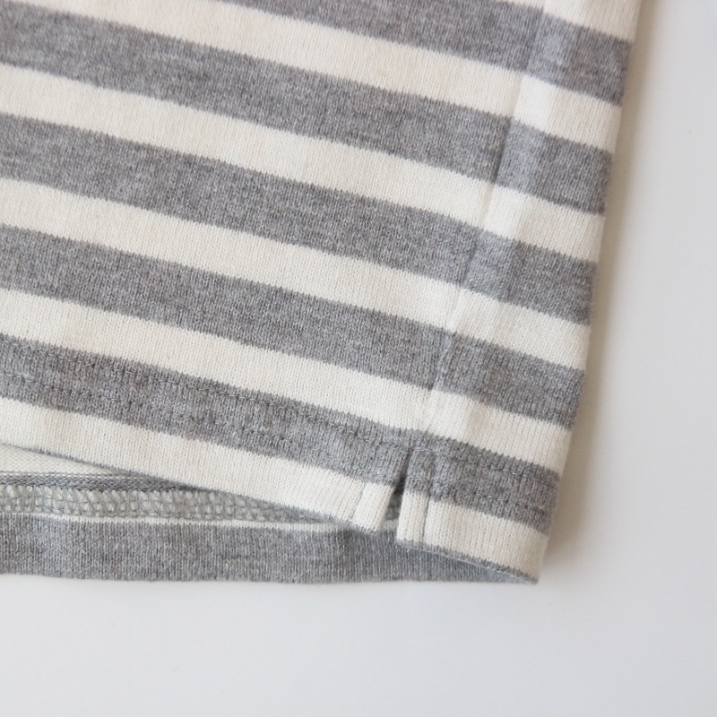 te001bd HDCS BOATNECK BORDER BASQUE SHIRT MIX GREY × NATURAL