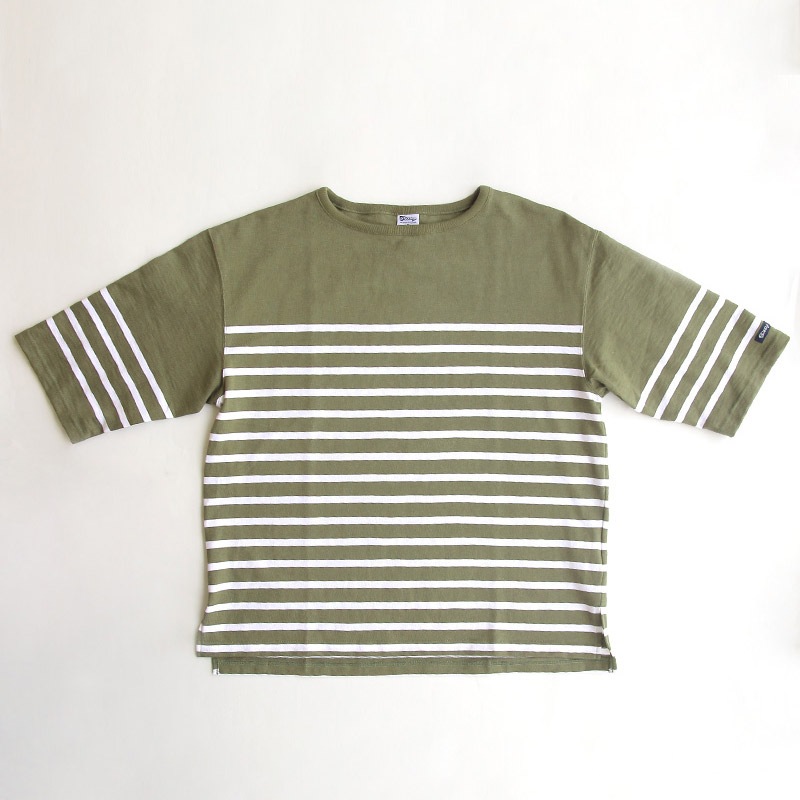 te001ss-bdbg-K2 HDCS BIG KATANUKI BOATNECK-T TEA GREEN × WHITE