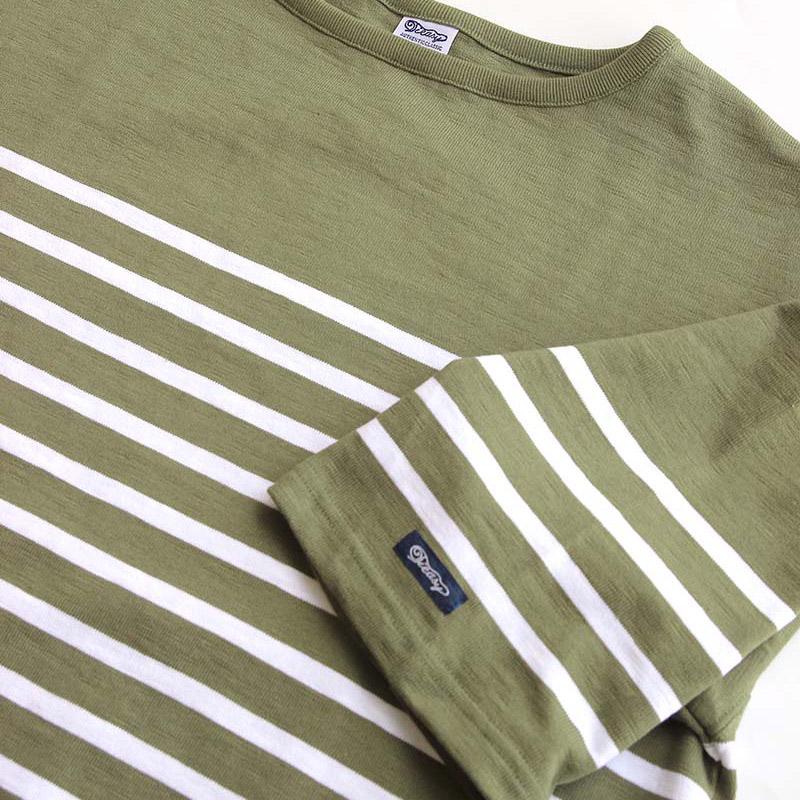 te001ss-bdbg-K2 HDCS BIG KATANUKI BOATNECK-T TEA GREEN × WHITE