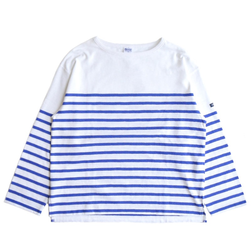 te001bdk-bg2 HDCS KATANUKI BIG BOAT NECK WHITE x ROYAL BLUE