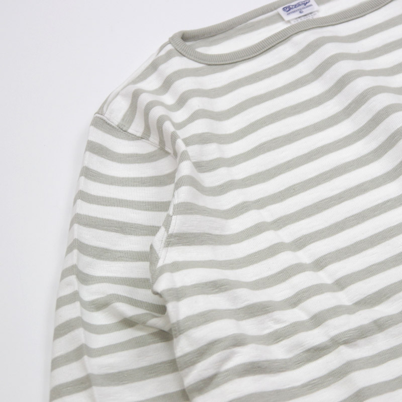 te001bd HDCS BOATNECK BORDER BASQUE SHIRT WHITE LT BEIGE