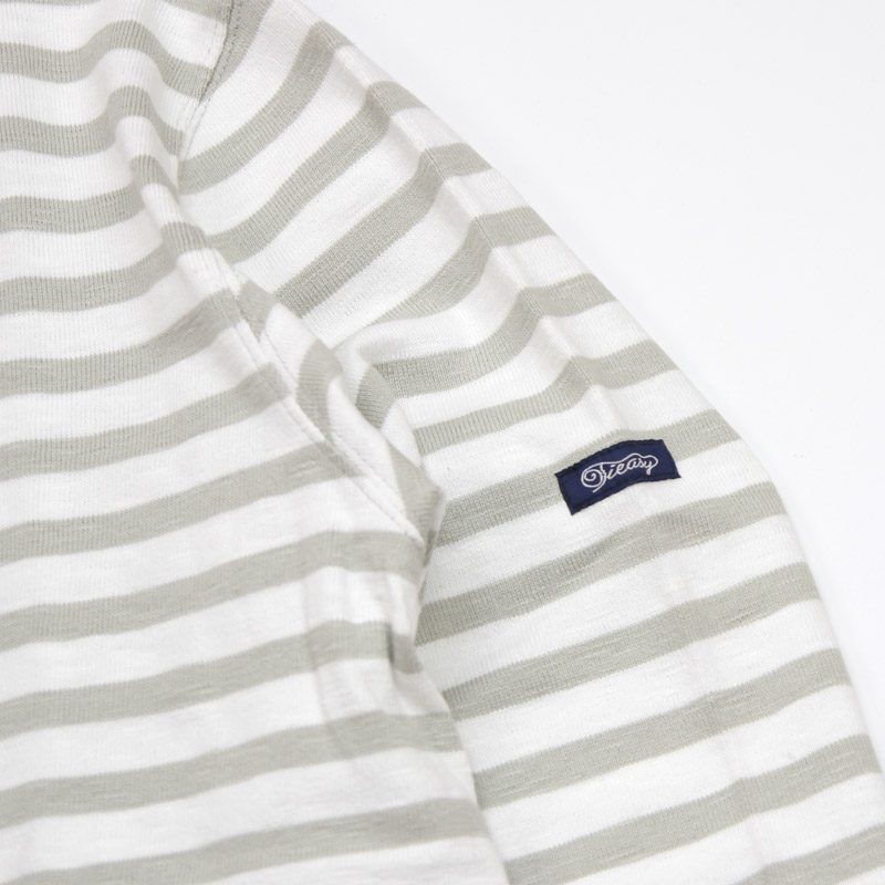 te001bd HDCS BOATNECK BORDER BASQUE SHIRT WHITE LT BEIGE