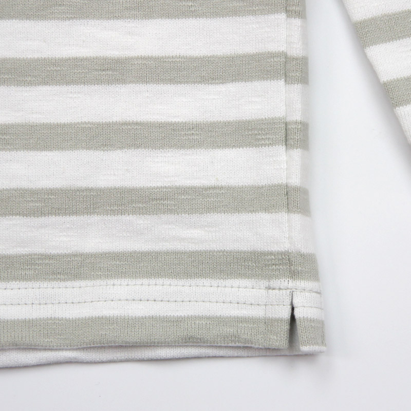 te001bd HDCS BOATNECK BORDER BASQUE SHIRT WHITE LT BEIGE