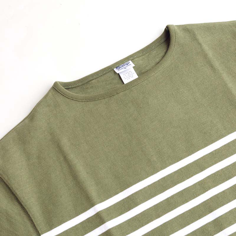 te001ss-bdbg-K HDCS BIG KATANUKI BOATNECK T TEA GREEN × WHITE