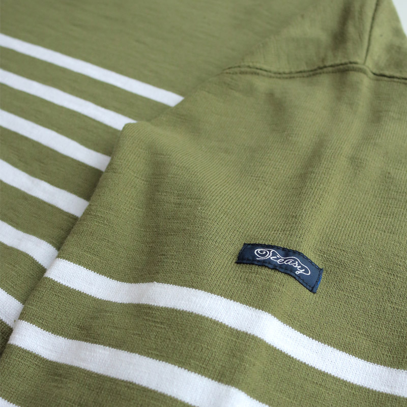 te001bdk-bg2 HDCS KATANUKI BIG BOAT NECK TEA GREEN × WHITE