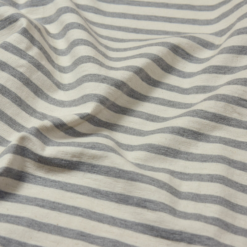 te001bd HDCS BOATNECK BORDER BASQUE SHIRT NATURAL MIXGREY