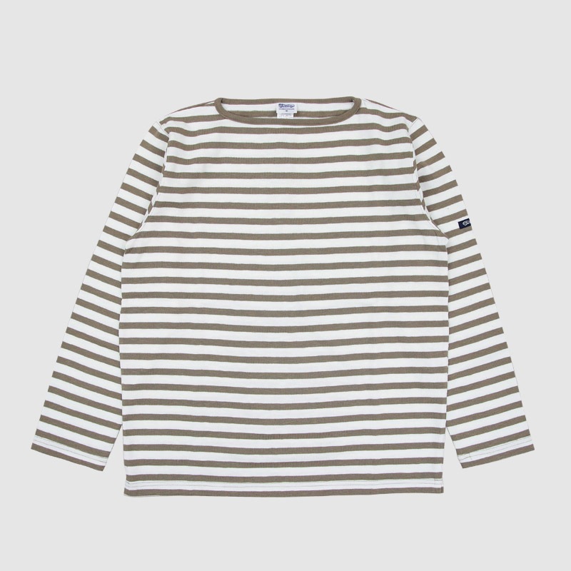 te001bd HDCS BOATNECK BORDER BASQUE SHIRT WHITE MOCA