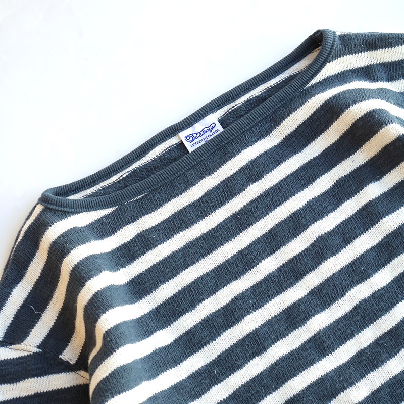 te002bd2 ORIGINAL BORDER BOATNECK SHIRT 2 FADE NAVY×NATURAL