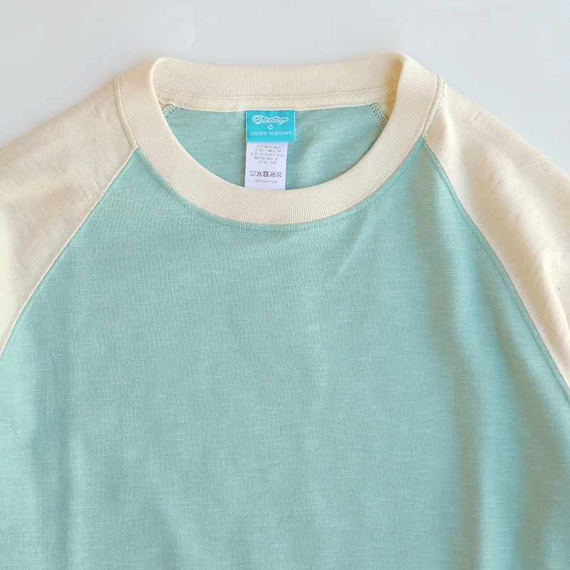 te001LT-CR34 HDCS LIGHT RAGLAN 3/4 CREW-T ANTIQUE GREY × NATURAL