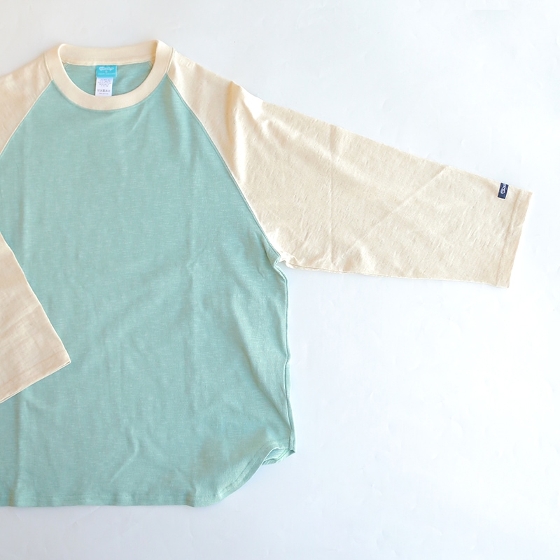 te001LT-CR34 HDCS LIGHT RAGLAN 3/4 CREW-T ANTIQUE GREY × NATURAL