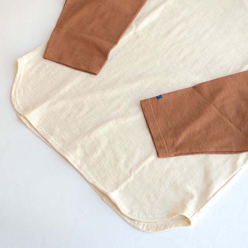 te001LT-CR34 HDCS LIGHT RAGLAN 3/4 CREW-T NATURAL × COCOA BROWN