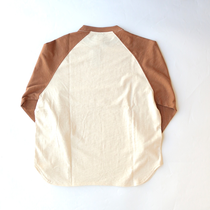 te001LT-CR34 HDCS LIGHT RAGLAN 3/4 CREW-T NATURAL × COCOA BROWN