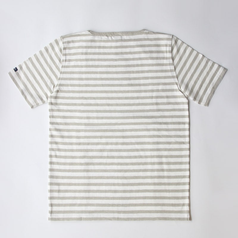 te001SSbd HDCS S/S BORDER BASQUE SHIRT WHITExLTBEIGE