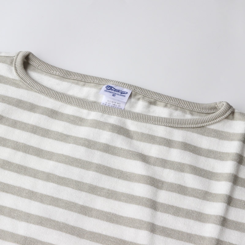 te001SSbd HDCS S/S BORDER BASQUE SHIRT WHITExLTBEIGE