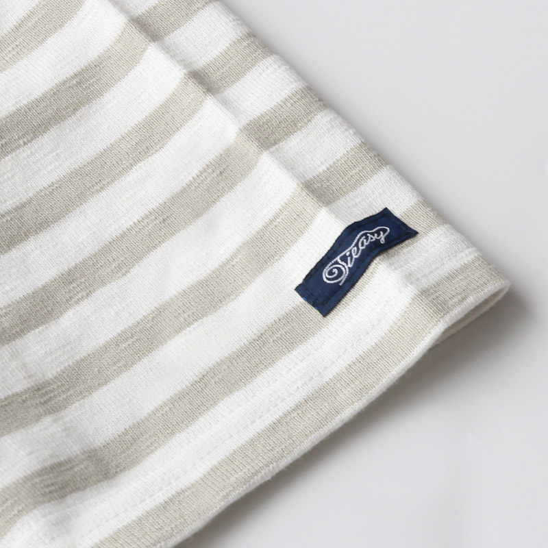 te001SSbd HDCS S/S BORDER BASQUE SHIRT WHITExLTBEIGE