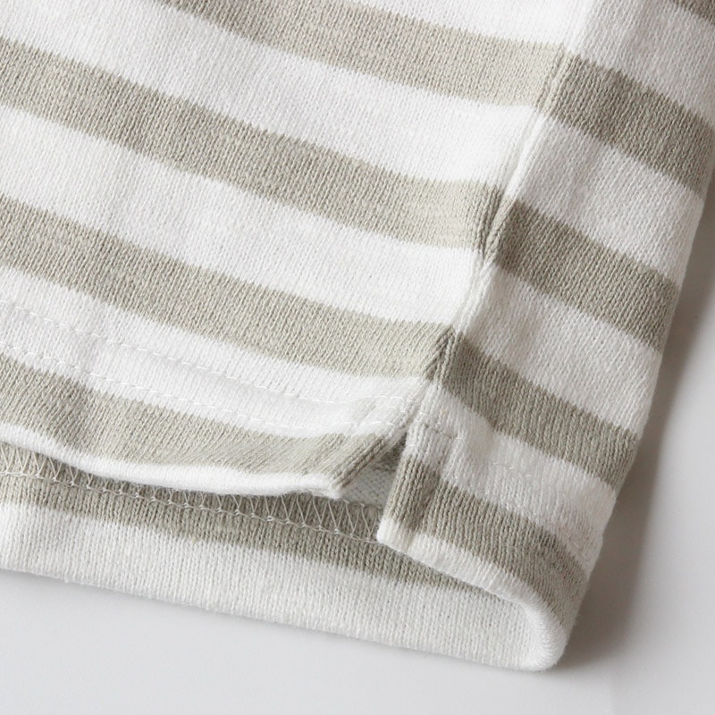 te001SSbd HDCS S/S BORDER BASQUE SHIRT WHITExLTBEIGE