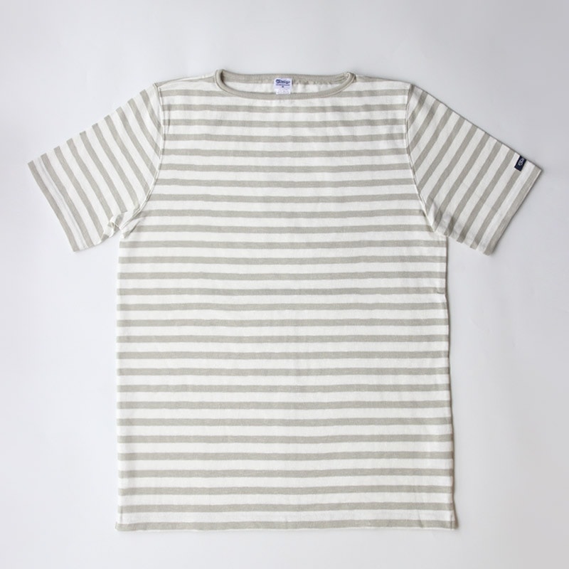 te001SSbd HDCS S/S BORDER BASQUE SHIRT WHITExLTBEIGE