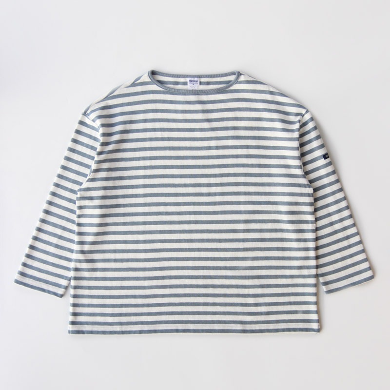 te001bdbg HDCS BIG BORDER BOATNECK SHIRT White × Lt Blue