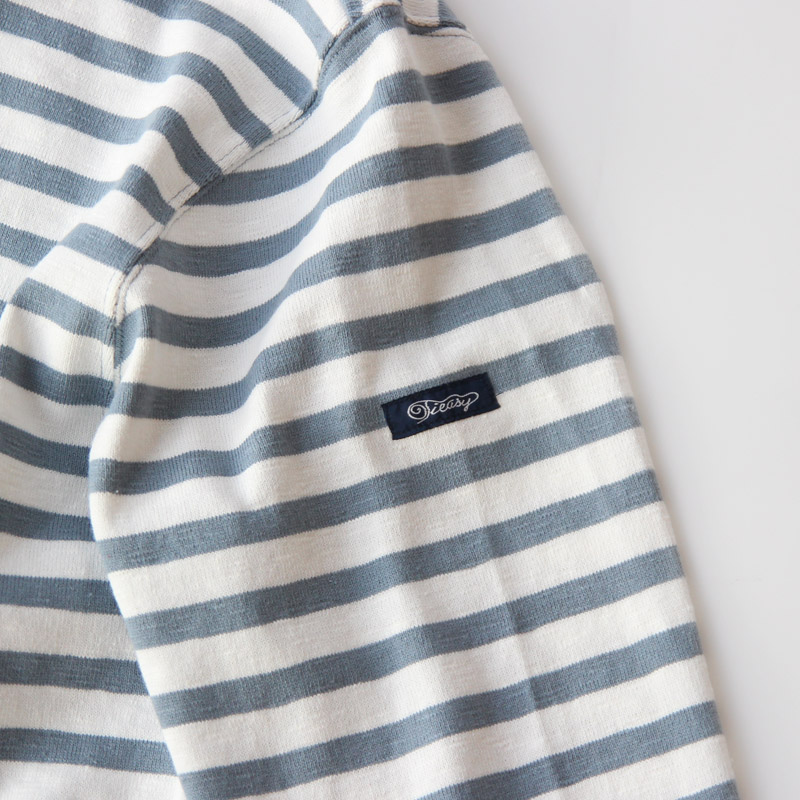 te001bdbg HDCS BIG BORDER BOATNECK SHIRT White × Lt Blue