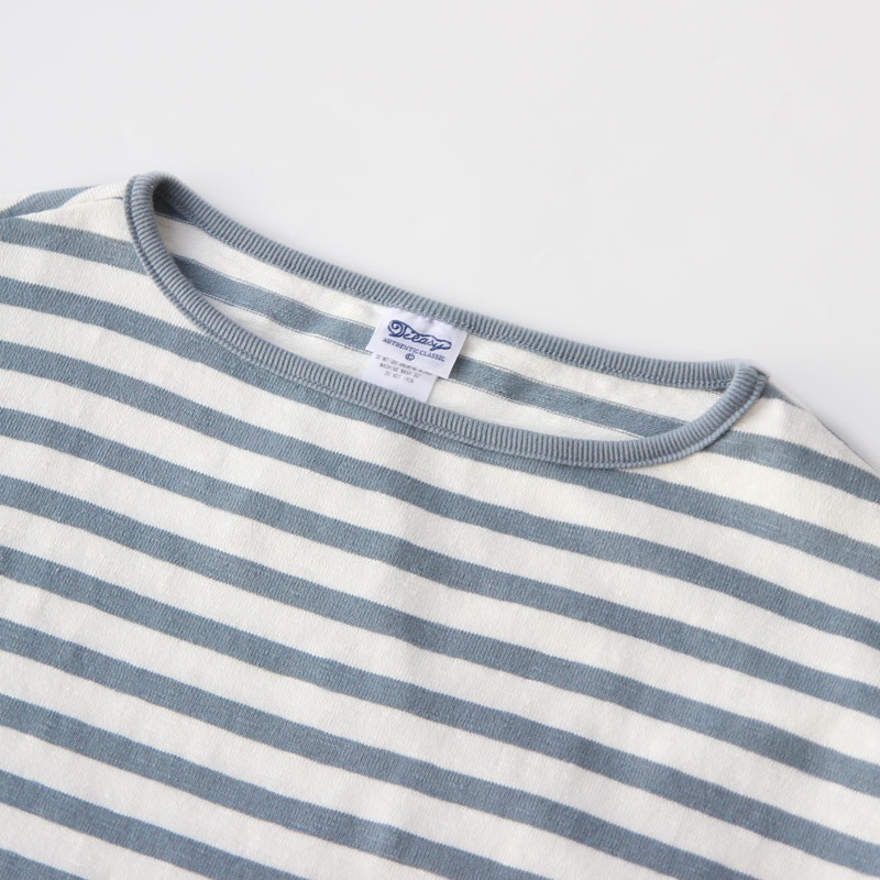 te001bdbg HDCS BIG BORDER BOATNECK SHIRT White × Lt Blue