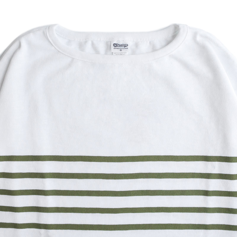 te001bdk-bg2 HDCS KATANUKI BIG BOAT NECK WHITE × TEA GREEN