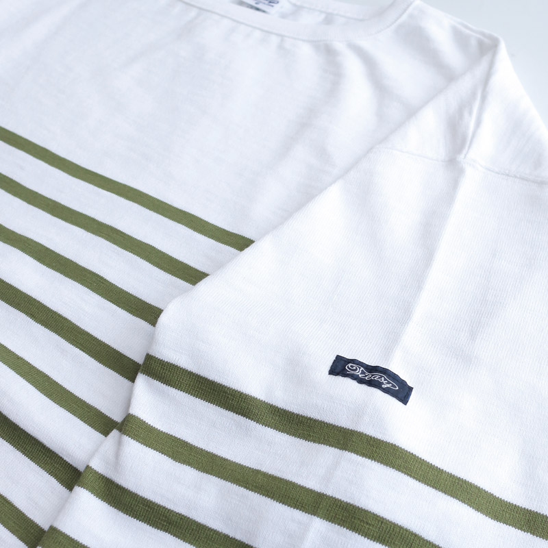 te001bdk-bg2 HDCS KATANUKI BIG BOAT NECK WHITE × TEA GREEN