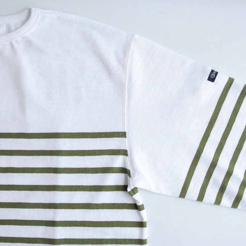 te001bdk-bg2 HDCS KATANUKI BIG BOAT NECK WHITE × TEA GREEN