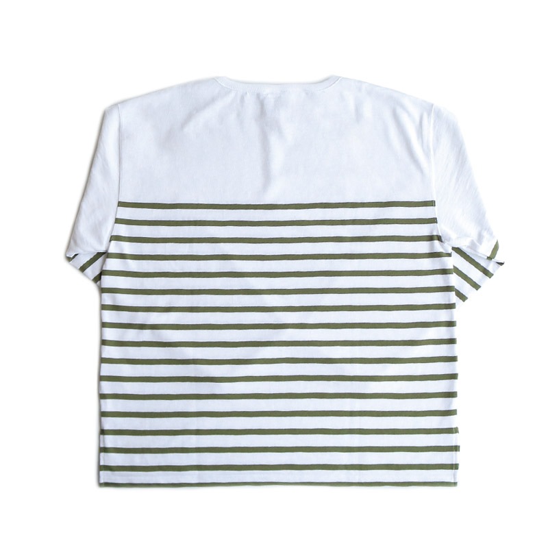 te001bdk-bg2 HDCS KATANUKI BIG BOAT NECK WHITE × TEA GREEN