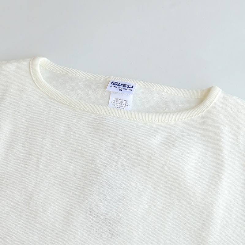 te001SS HDCS BOATNECK S/S BASQUE SHIRT WHITE
