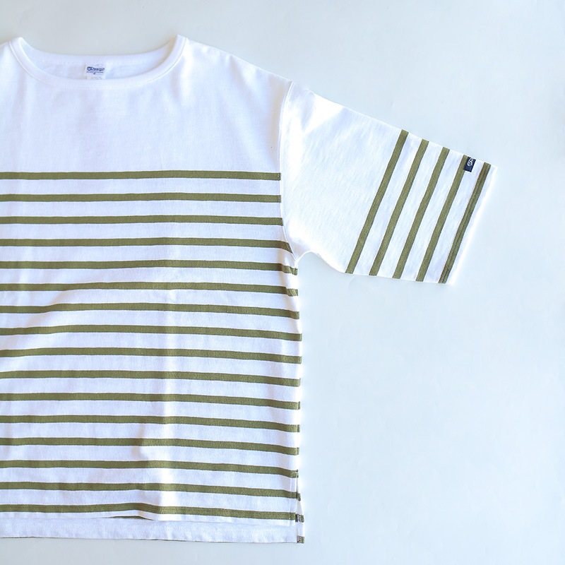 te001ss-bdbg-K2 HDCS BIG KATANUKI BOATNECK-T WHITE × TEA GREEN