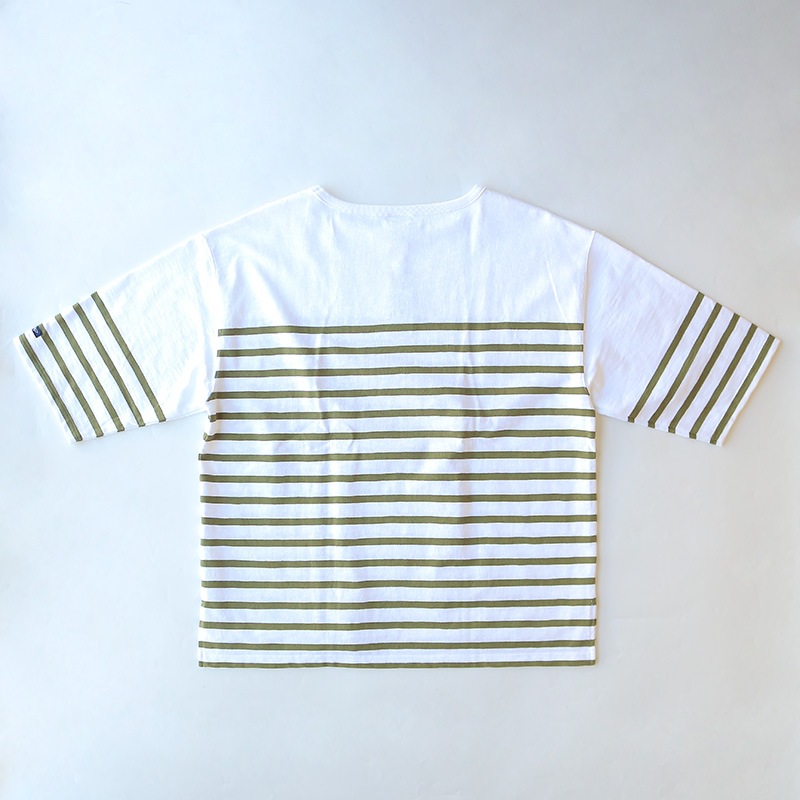 te001ss-bdbg-K2 HDCS BIG KATANUKI BOATNECK-T WHITE × TEA GREEN